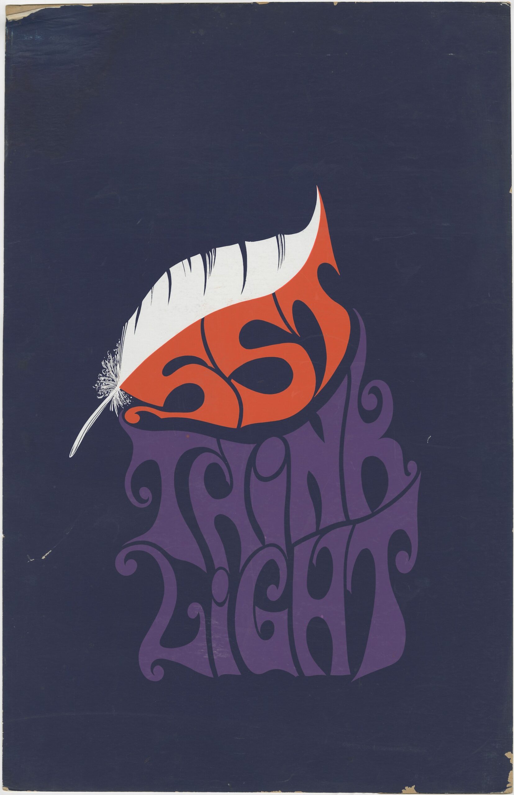 A dark purple poster with stylistic lettering reading "SST Think Light"
